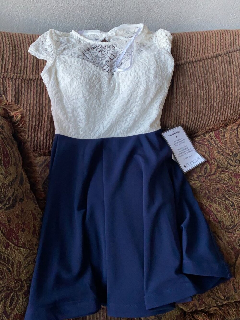 B Darlin Juniors' Bow-Back Colorblocked Dress